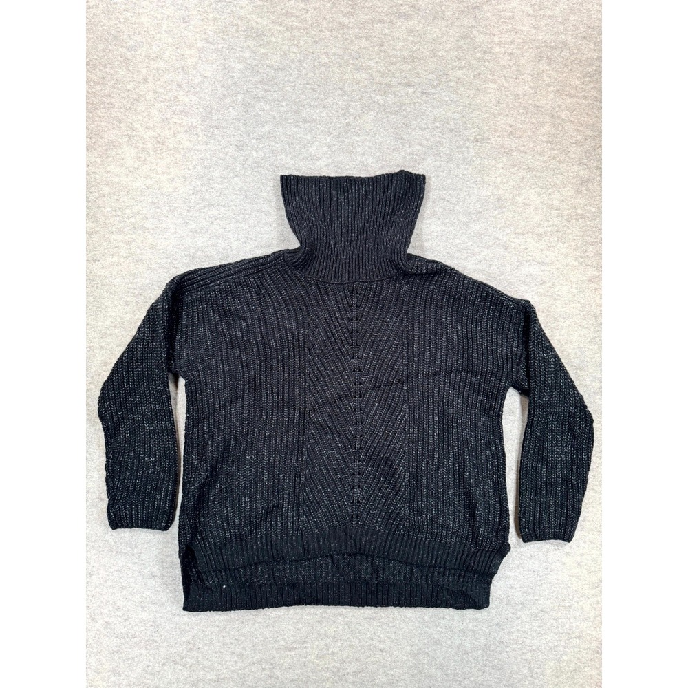 Time & Tru Sweater Womens XL Black Turtleneck Ribbed Knit Hi Low TT41100019110